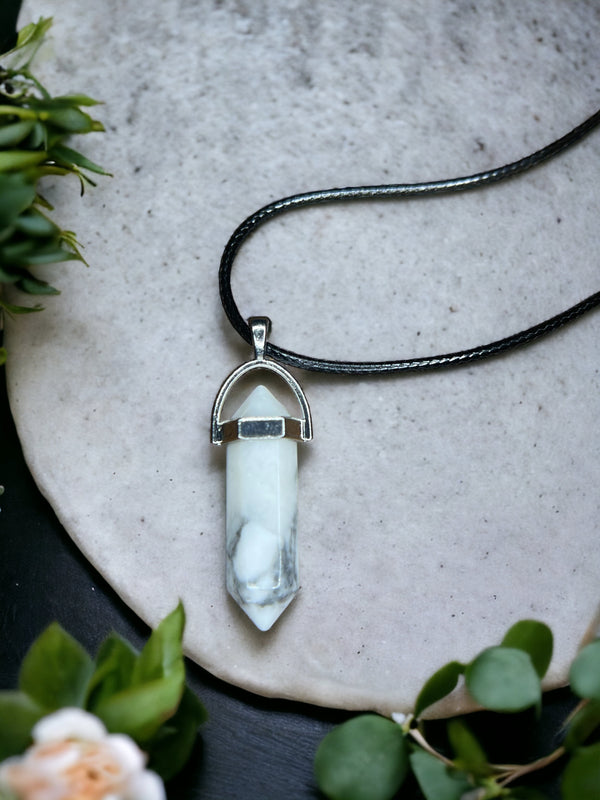 Howelite DT Point Crystal Necklace