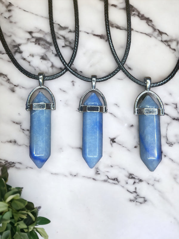 Blue aventurine DT Point Crystal Necklace
