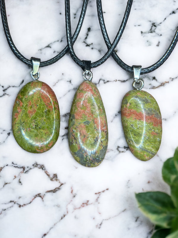 Unakite Crystal Pendant Necklace